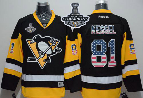 Penguins #81 Phil Kessel Black Alternate USA Flag Fashion Stanley Cup Finals Champions Stitched NHL Jersey - Click Image to Close